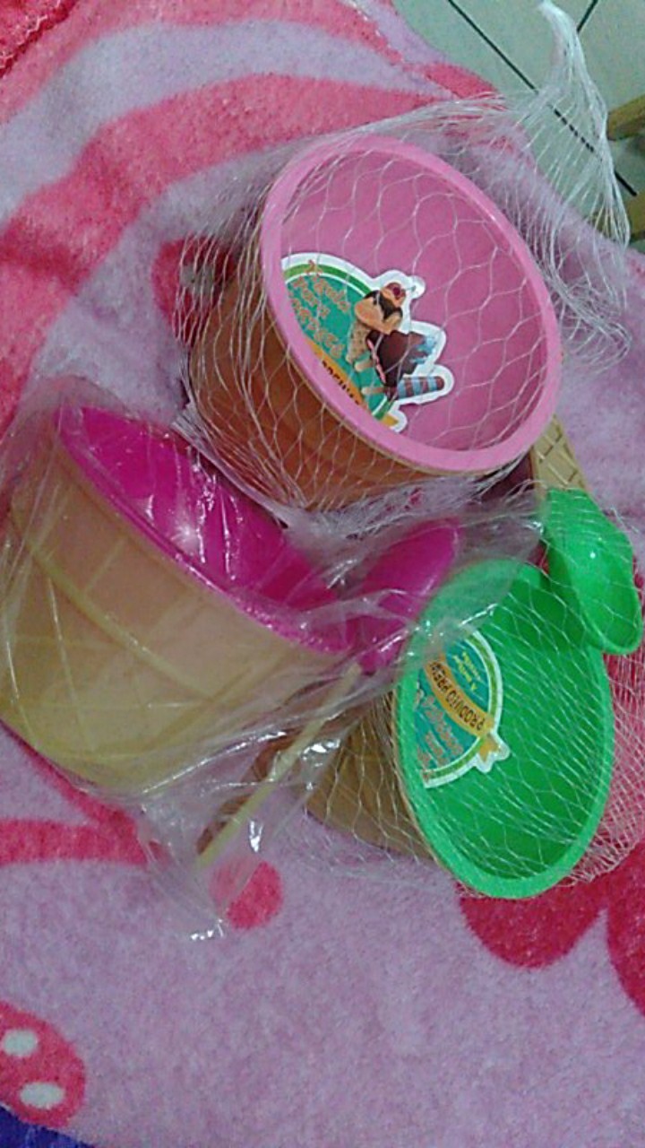 Mangkok Es Krim - Mangkuk Cemilan Ice Cream Bowl Set Mangkok Sendok Plastik Cute Cone Warna  Imut