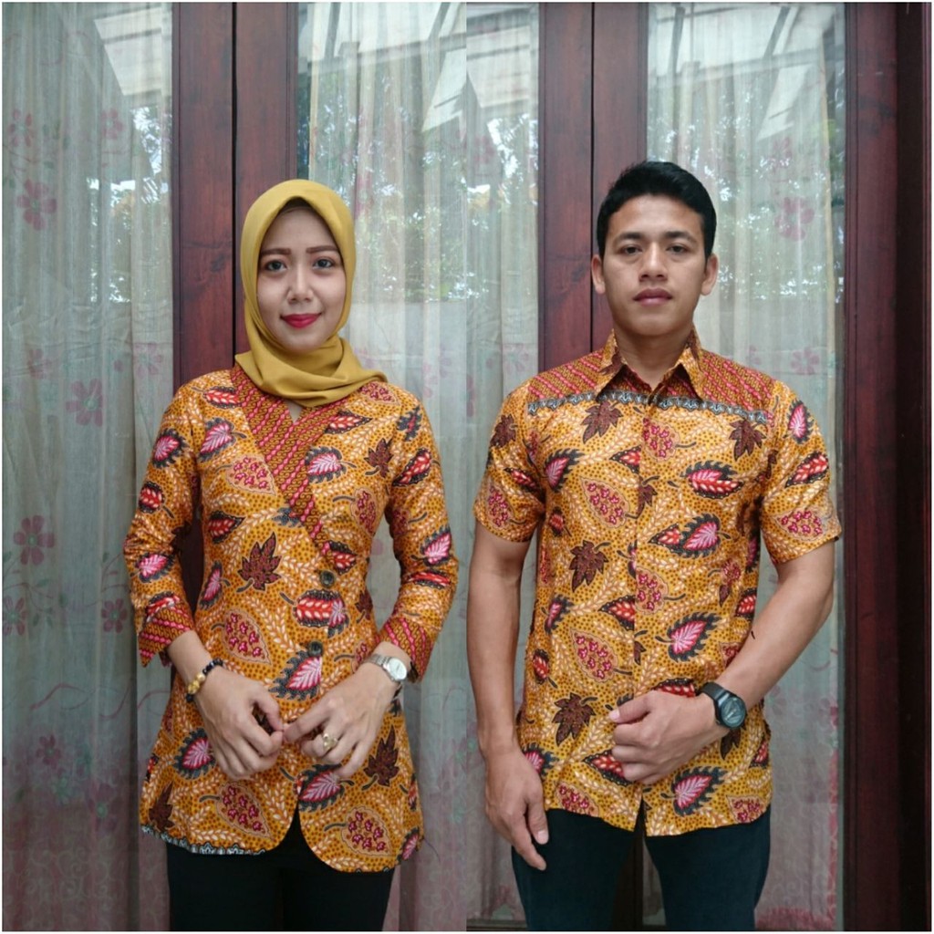 GROSIR BATIK COUPLE BLOUSE KERAH KOMBINASI