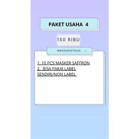 PAKET USAHA NON LABEL MASKER SAFFRON WITH HONEY 20GRAM