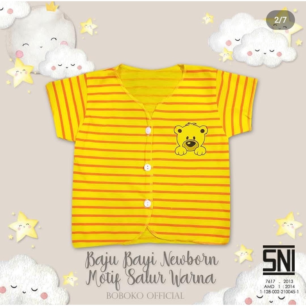 BOBOKO Baju Atasan Bayi Newborn Motif Salur Warna 0-3 Bulan