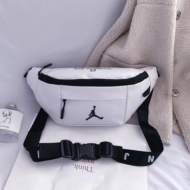 TAS PRIA TAS SELEMPANG WAISTBAG NIKE AIR JORDAN JUMPMAN PREMIUM LEATHER KULIT LOGO BESI