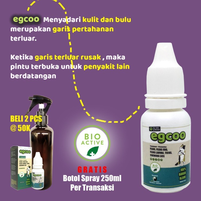 Obat Jamur Kucing Kutu Ringworm Tungau Bulu Alami Ampuh - EGCOO 15ml