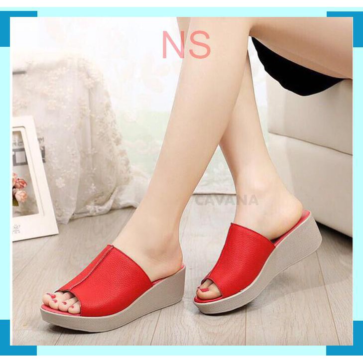 NEW NS promo  fashion wanita sepatu / sandal Sandal Wanita Wedges Slop Merah CAVANA SDW242 murah