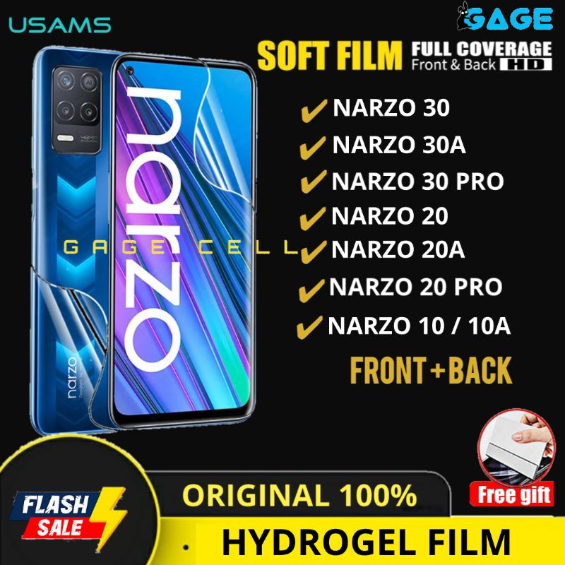 USAMS - HYDROGEL FILM CUTTING ANTI GORES BENING REALME NARZO 30 30A 20 20A 10 10A PRO FULL SCREEN