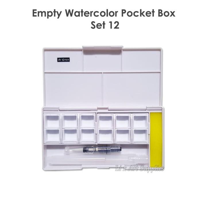 

READY STOK! EMPTY WATERCOLOR POCKET FIELD SKETCH BOX HALF PAN SET 12 ALAT LUKIS MURAH TERLENGKAP AL3