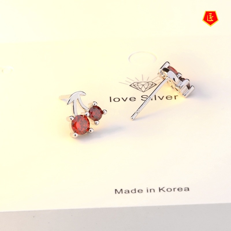 [Ready Stock]Cute New Ruby Cherry Earrings