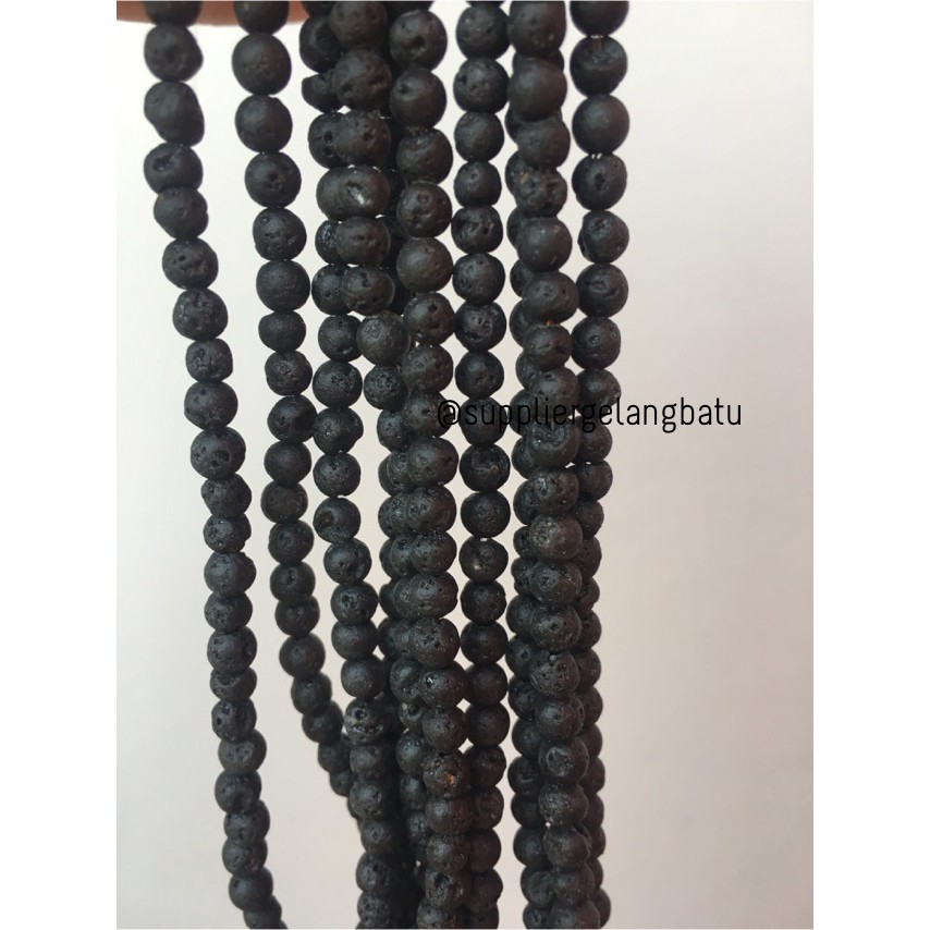 renceng lava stone 4mm natural ready stock best seller akik merapi aksesoris bahan craft pria wanita