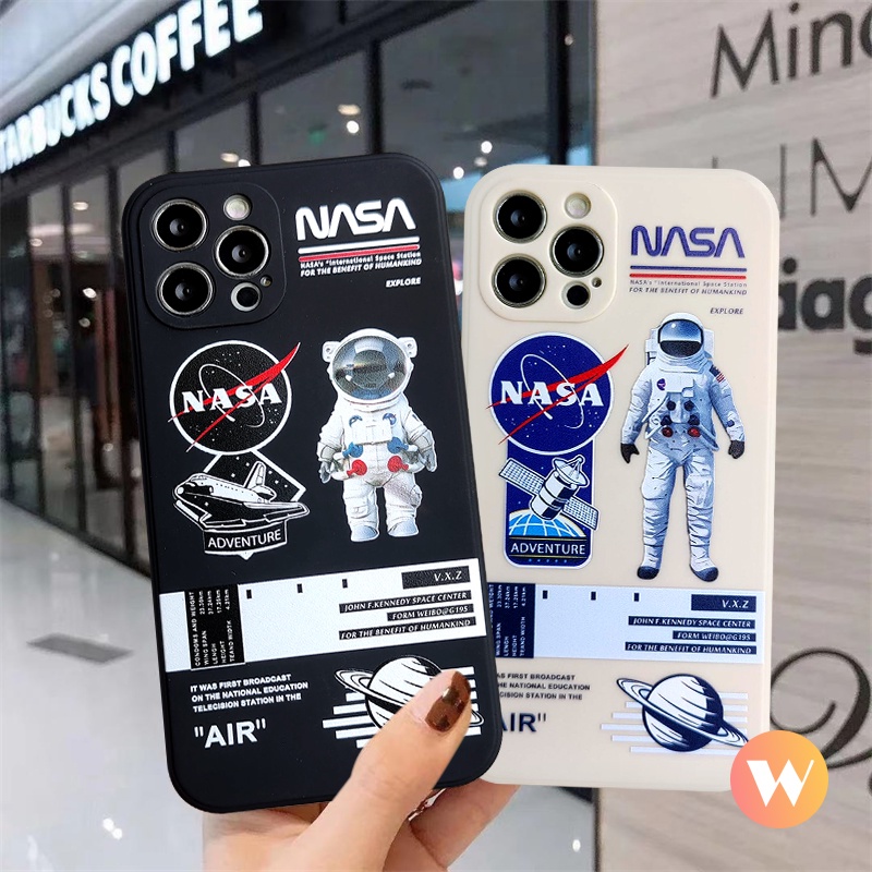 Soft Case Tpu Motif NASA Astronot Untuk iPhone XR X XS max 11 12 13 pro max 6 6s 7 8 plus SE 2020