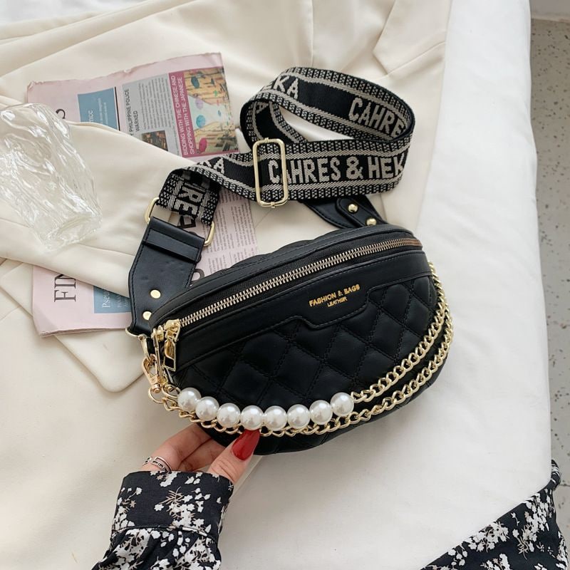 EL 5377 RISCE TAS WAISTBAG SELEMPANG IMPORT TALI MOTIF WANITA CEWEK PEREMPUAN JAKARTA BATAM MUTIARA