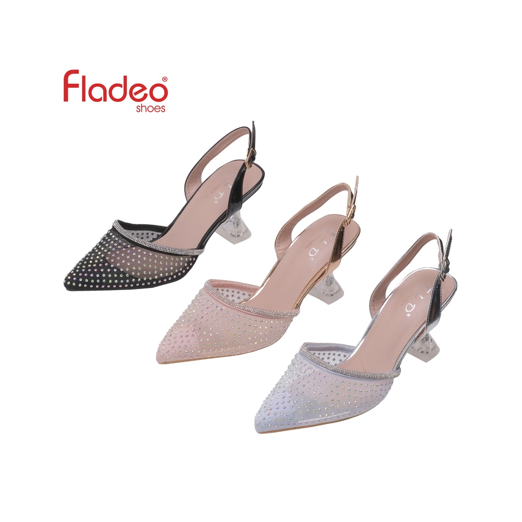 Fladeo I22/LDFH677-1LU/Sepatu Slop Tali Hak Tinggi Wanita[ Strap Mules High Heels Shoes ]