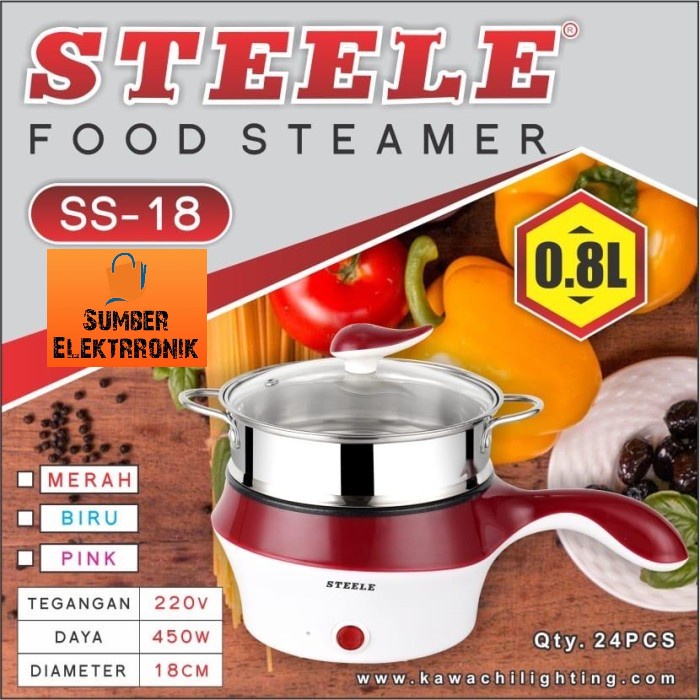 Panci Elektrik 2 Layer Panci Listrik Steamer Teko Air STEELE SS - 18 BERGARANSI