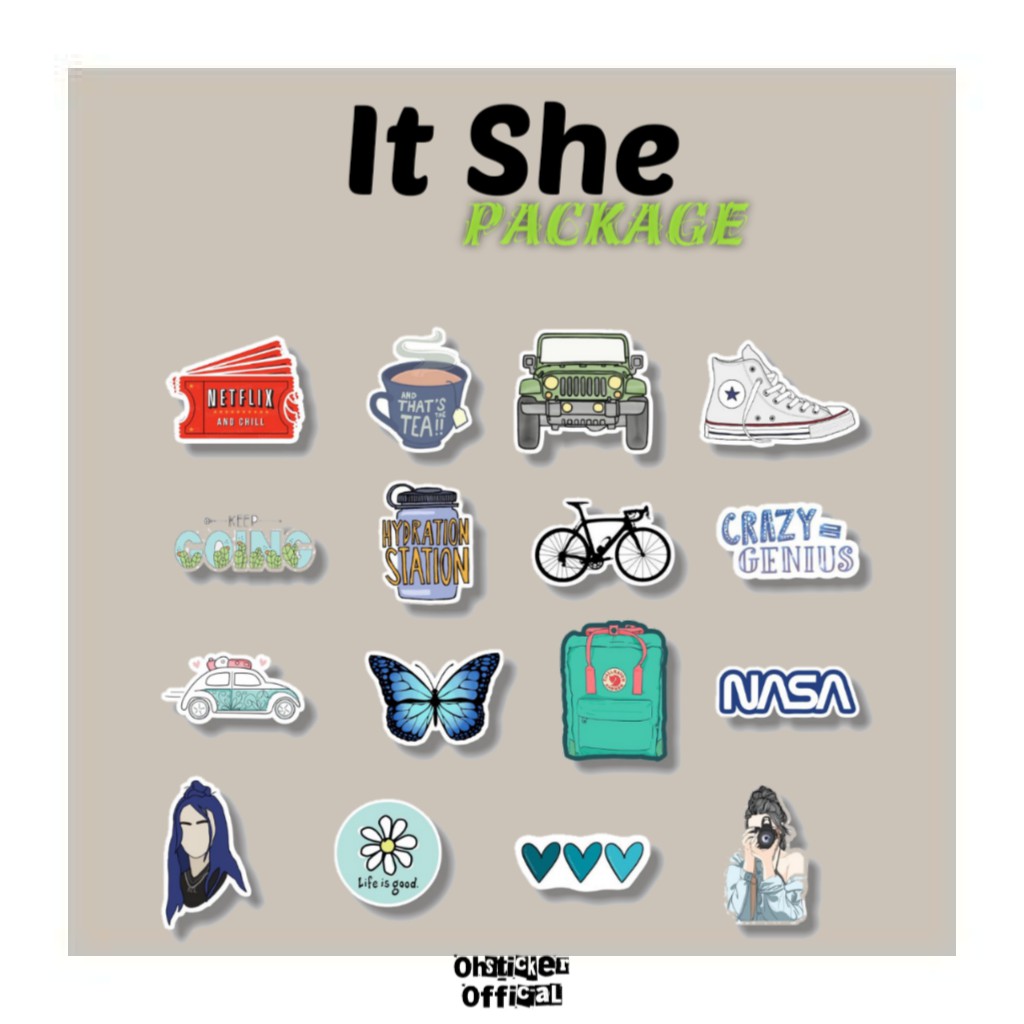 

STICKER AESTHETIC PREMIUM WATERPROOFT CASE HANDPHONE LAPTOP TUMBLR BUJO IT SHE SERIES STIKER DIY