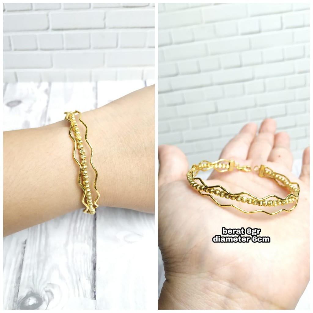 GELANG COR BIJI LADA ZIGZAG GOLD PERAK ASLI S925 KODE CF015