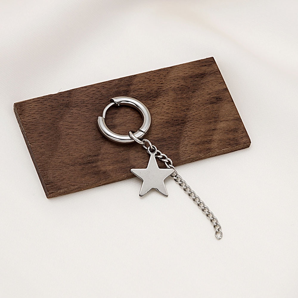 1pc Anting Hoop Rantai Rumbai Panjang Bahan Stainless Steel Gaya Punk Gothic Untuk Pria Dan Wanita