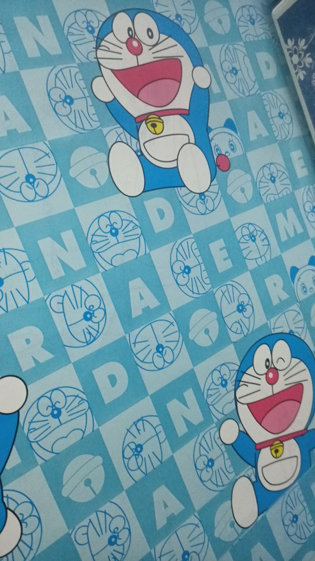Doraemon Abjad Biru Wallpaper Sticker Dinding Karakter Anak  Ukuran 45 Cm X 10 M