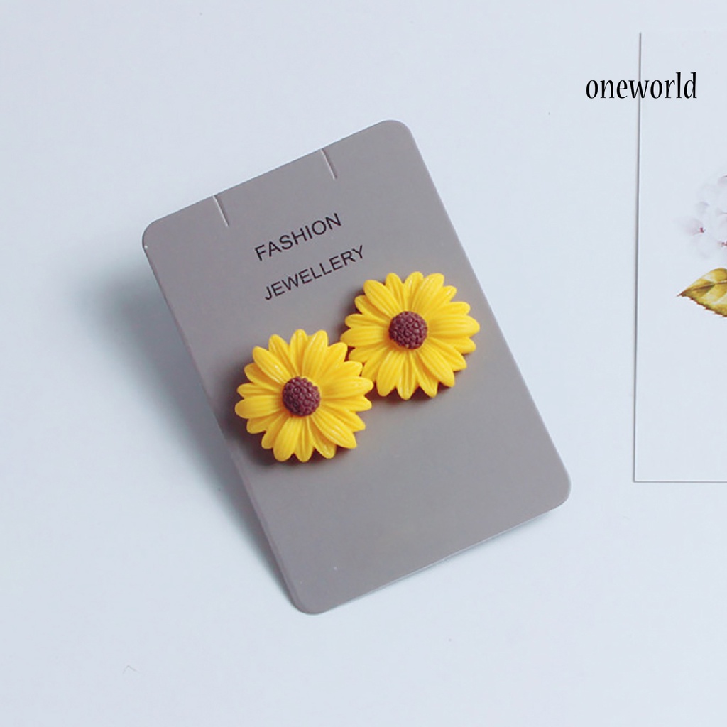 OW@ Ear Stud Cute Beautiful Plastic Sun Flower  Earrings for Women