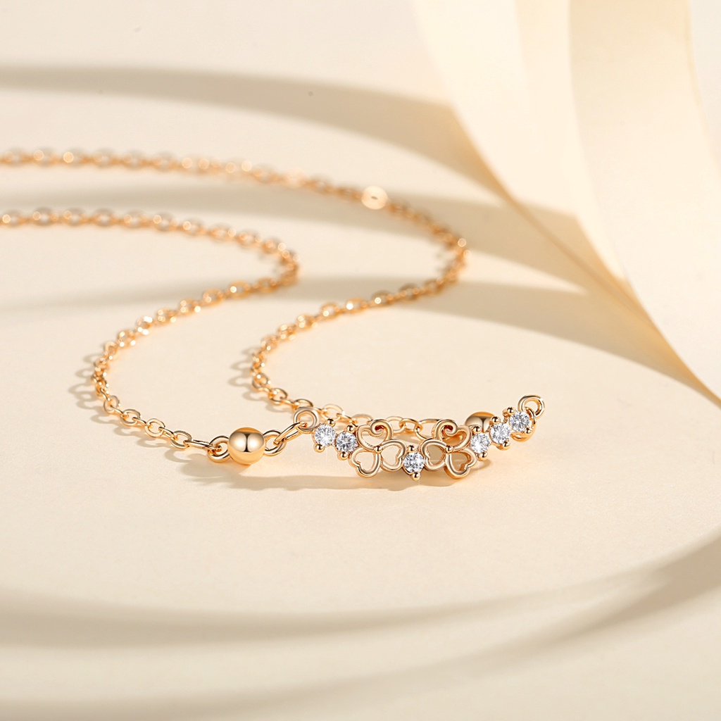 Y593 [COD✔] Kalung Sederhana Dan Elegan Kristal Titanium Steel Warna Gold Fashion Wanita Perhiasan Kalung