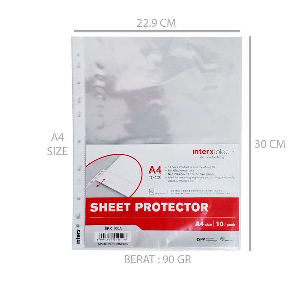 SHEET PROTECTOR A4 Intrex / 10 Lembar