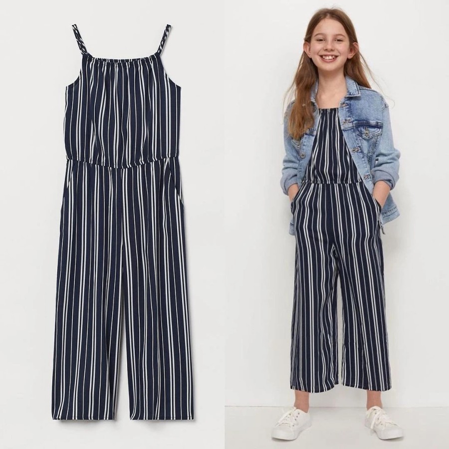 Jumpsuit Panjang Anak Perempuan HnM Rayon Viscose Stripe Size 7-8y / Kado Baju Kaos Celana Anak Adem