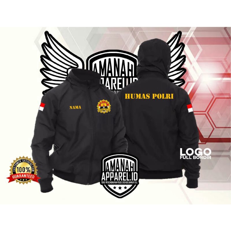 JAKET HUMAS POLRI - AJKET HUMAS POLRI HITAM -JAKET CUSTOM