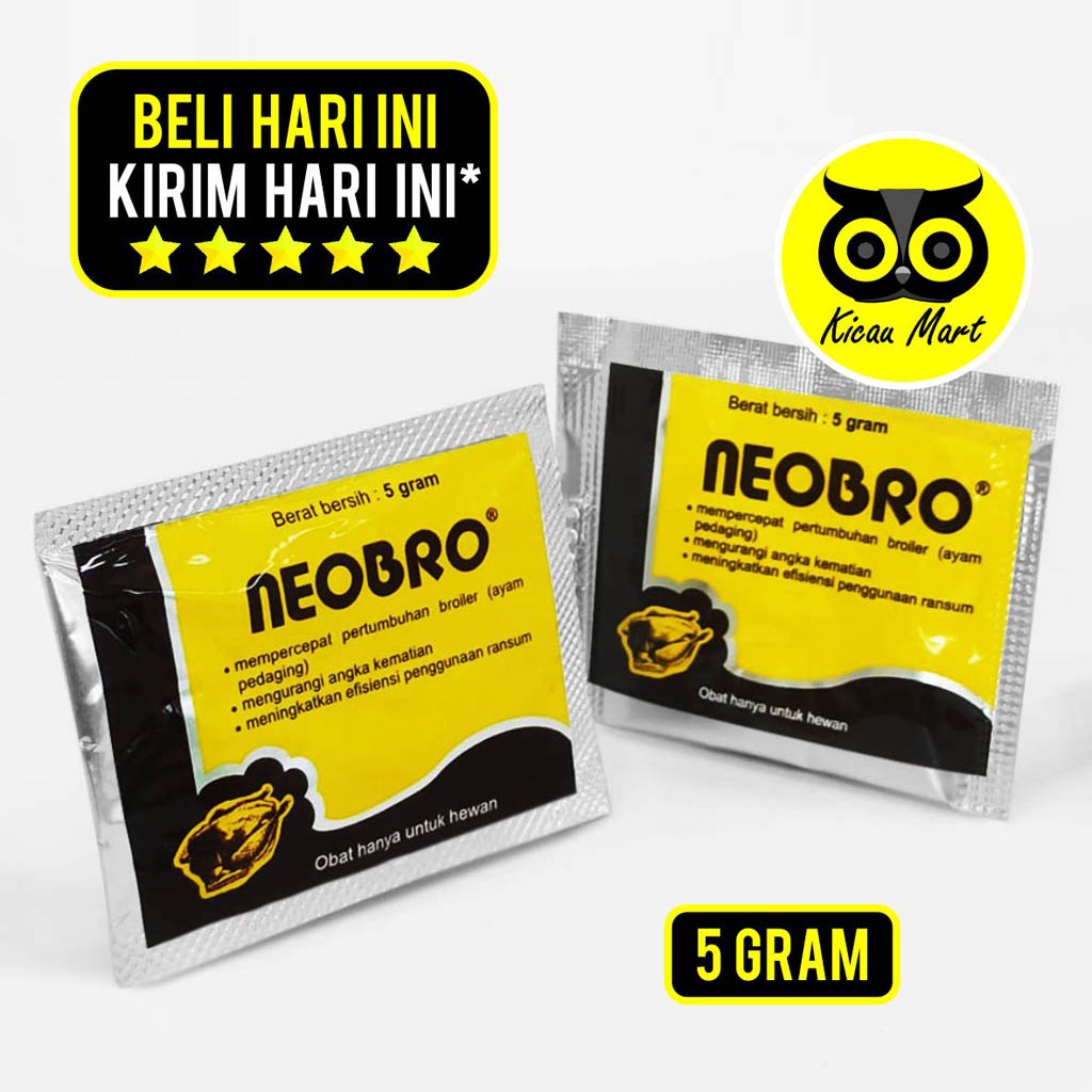 Neobro Obat Gemuk Penggemuk Ayam Ternak Broiler Boiler Neo Bro Neobro 5 Gram Medion Vitamin Penambah Nafsu Makan Unggas Anak Ayam Bebek Itik Pedaging