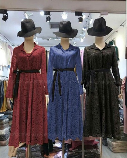 (9warna) VD kiara lace / Kemeja dress brukat / Long hem brukat