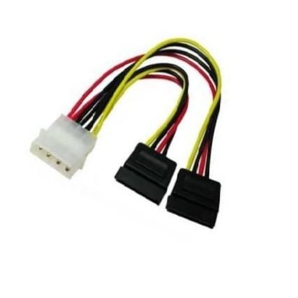 Kabel 4 pin molex male to 2 sata 15 pin female splitter - Cable power sata cabang