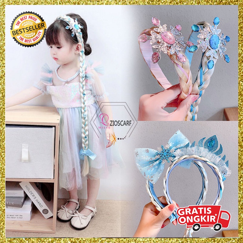 Bando Korea Anak Perempuan Aksen Elsa Frozen Aksesoris Bandana Rambut Palsu Fashion korea style Anak Bayi Lucu bahan import AK124