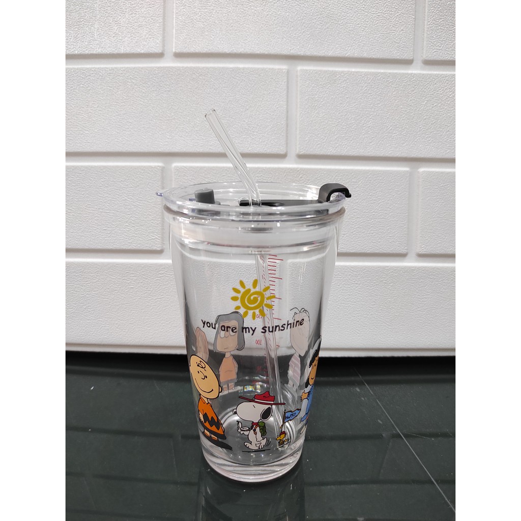 Tumbler Kaca Motif Animal Lifestyle Recipe + Sedotan Glass Ware 450ml H482