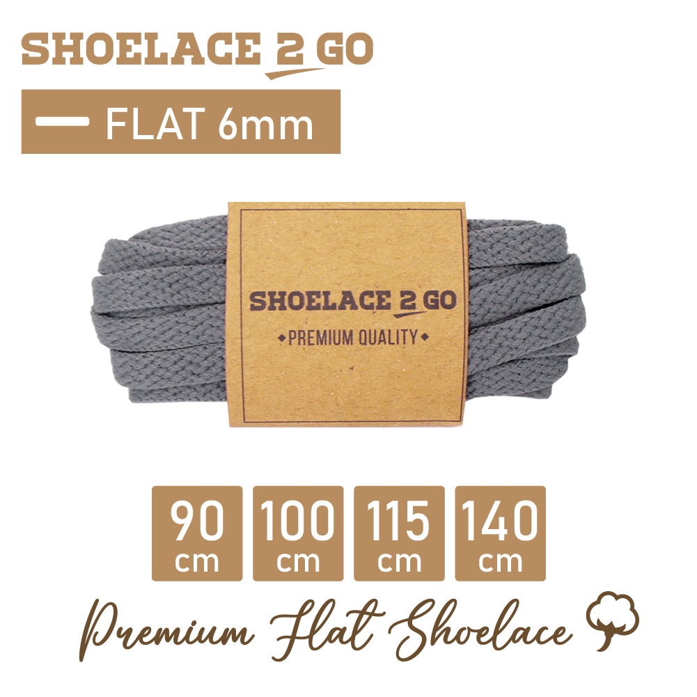 SHOELACE 2 GO PREMIUM TALI SEPATU GEPENG PIPIH FLAT E1 - GREY