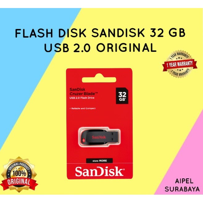 FDS32 | FLASH DISK SANDISK 32 GB USB 2.0 ORIGINAL RESMI