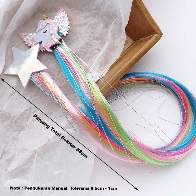 Jepit Rambut Palsu Anak Perempuan Model Kartun Unicorn Klip Warna Pelangi lucu Aksesoris Rambut cewe kualitas import AK121