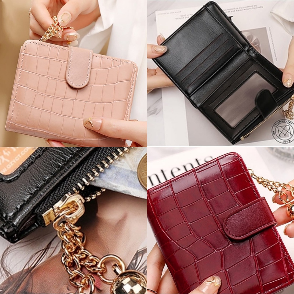 DOMPET LIPAT LUCU WANITA KULIT CROCO MINI KARTU LIDAYE IMPORT PREMIUM SLOT KARTU UANG KOIN KECIL PENDEK TIPIS KOREA FASHION REMAJA SIMPLE KEKINIAN MURAH CEWEK