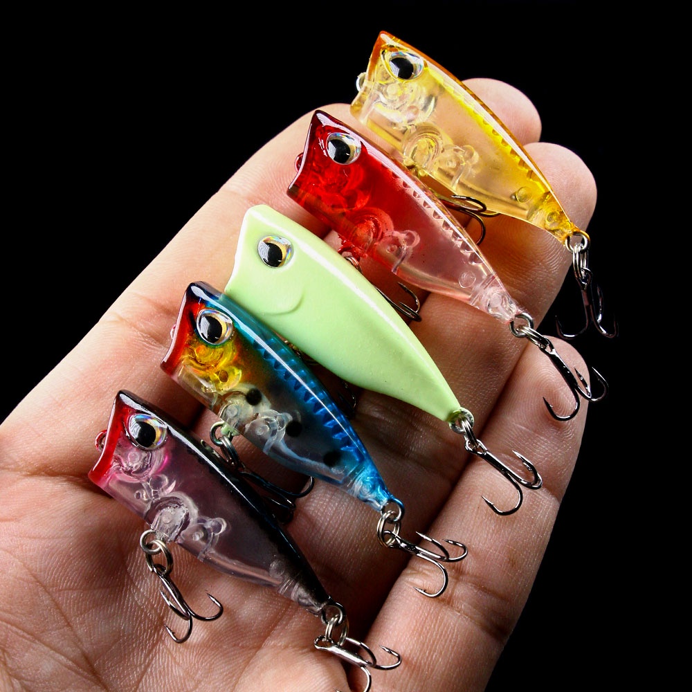 Hengjia Set Umpan Pancing Popper Mini 4cm 3.3g Dengan Kotak Penyimpanan