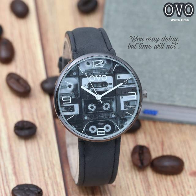 JAM TANGAN PRIA OVO KULIT || DIAMETER 3.8 CM ||