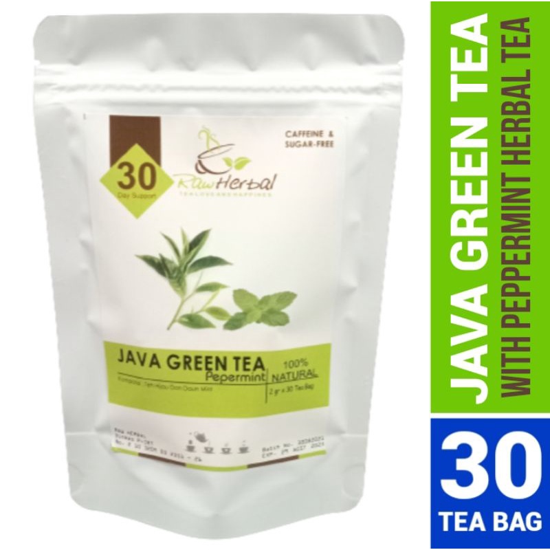 JAVA GREEN TEA PEPPERMINT : TEH HIJAU JAWA &amp; DAUN MINT ISI 30 TEA BAG