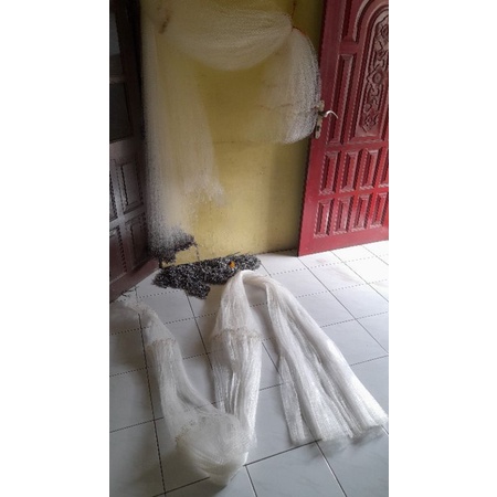 daun jala udang/tanpa pemberat/tanpa timah, panjang 3 meter daun jala udang 3/4 d jamin kualitas kem