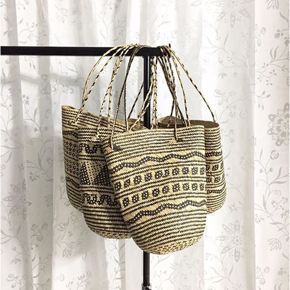 Tas Rotan Oval Motif Dayak, Rambat Motif, Kandul, Tas Anjat Dayak