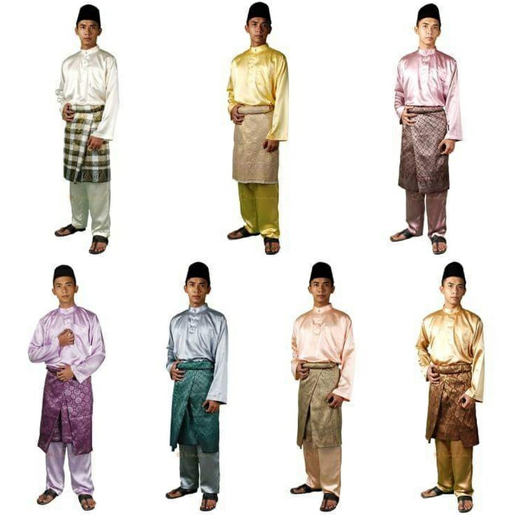 Setelan baju muslim adat melayu pria Baju kurung pria koko satin 