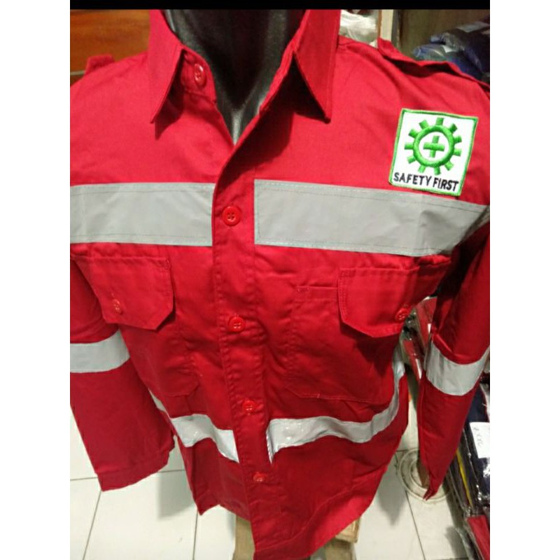 SERAGAM BAJU SAFETY HSE MERAH DOBLE SCOTLIGHT