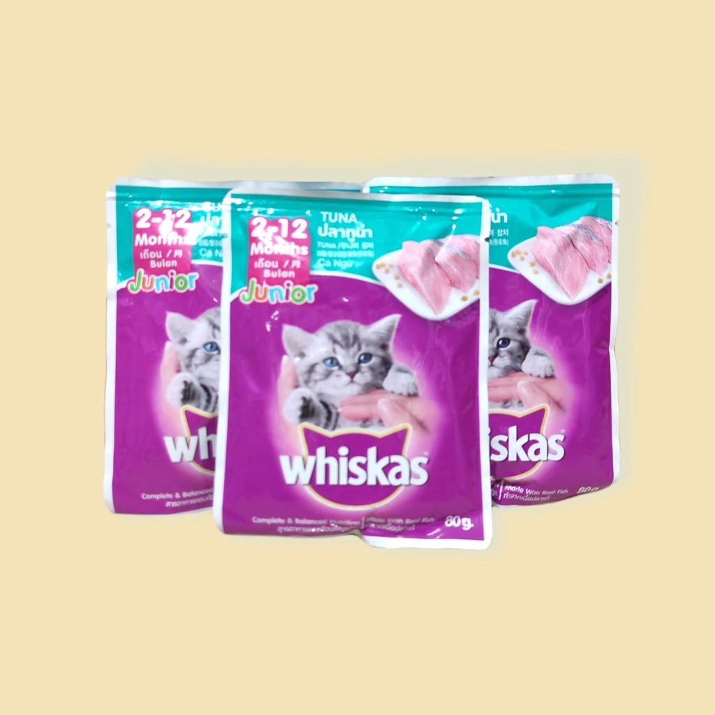 Makanan Kucing Whiskas Pouch Junior 2-12 Bulan 85gr