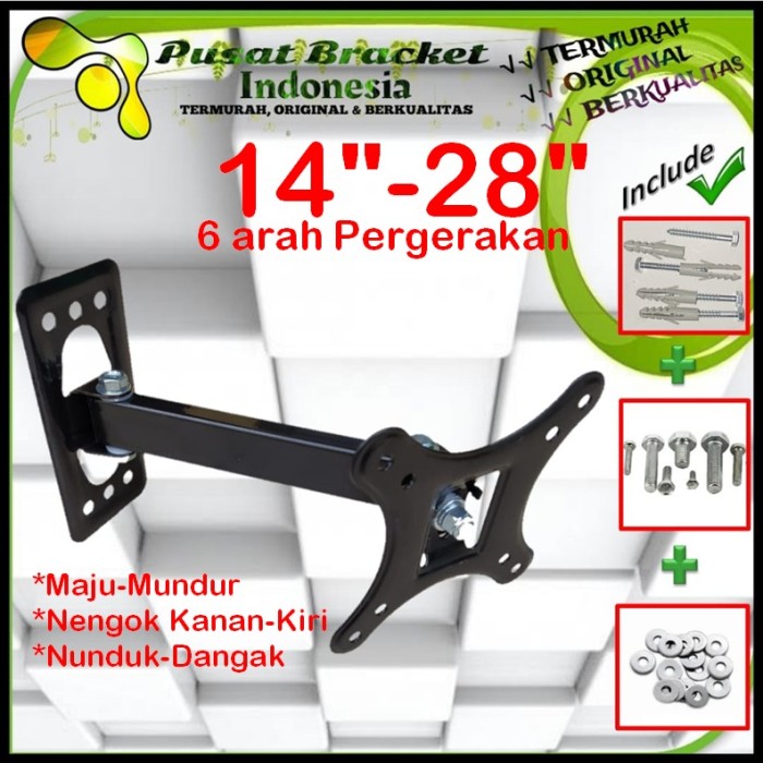 Bracket Tv Monitor Lengan 14&quot; s/d 28&quot; 6arah Fleksible PBI.SWKNM-006