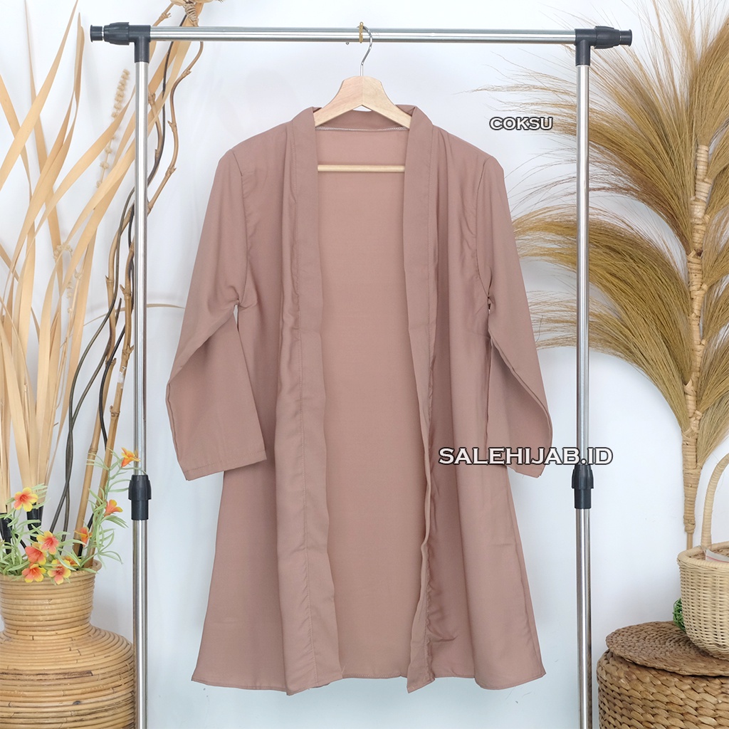 LONG CARDIGAN WOLFIS PREMIUM (cardi / cardy woolpeach)-COKLAT SUSU
