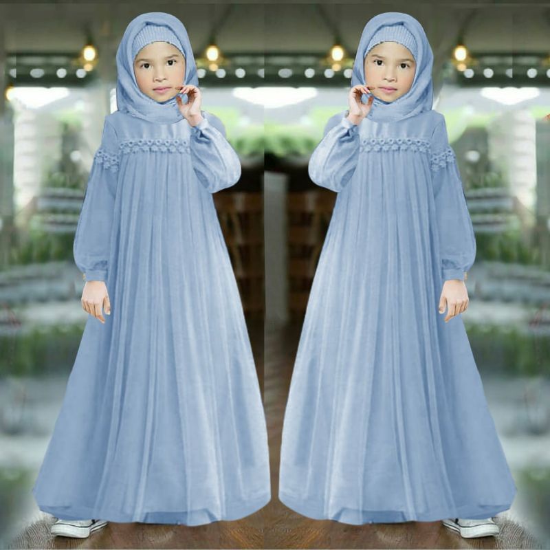 3 UKURAN S M L GAMIS ANAK MAXY NURAINI KID RENDA TILE MOSCREPE ADA VIDEO REAL PICT HM