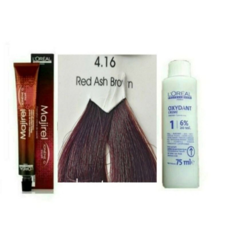 Cat rambut loreal Majirel no 4.16( Red Ash Brown )