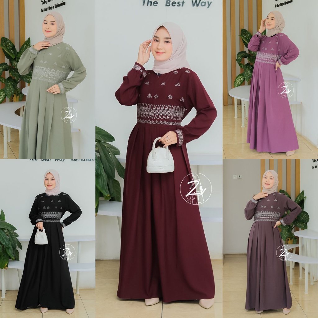 Zoya Aini dan Erena dress bordir asli ori by zr cantik gamis pesta wanita terbaru baju selebgram