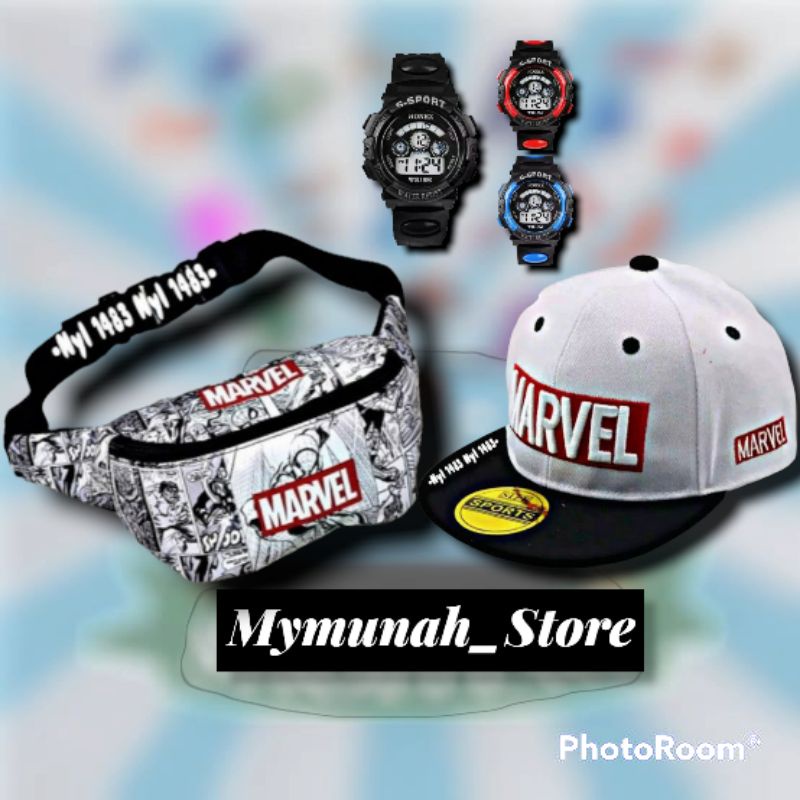 WAISTBAG anak laki laki karakter MARVEL +TOPI Murah