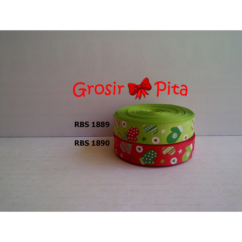 

(25 yard) Pita Grosgrain Motif Natal RBS 1889,1890 | Pita Motif Christmas | Toko Bahan Craft | Grosir Pita