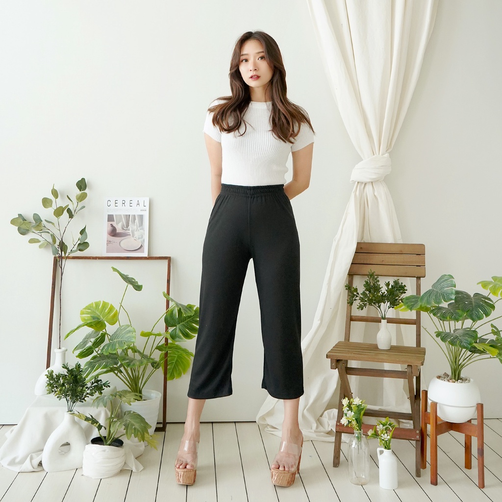 Korean Pants Celana Rajut Kulot Korean Style Wanita 090