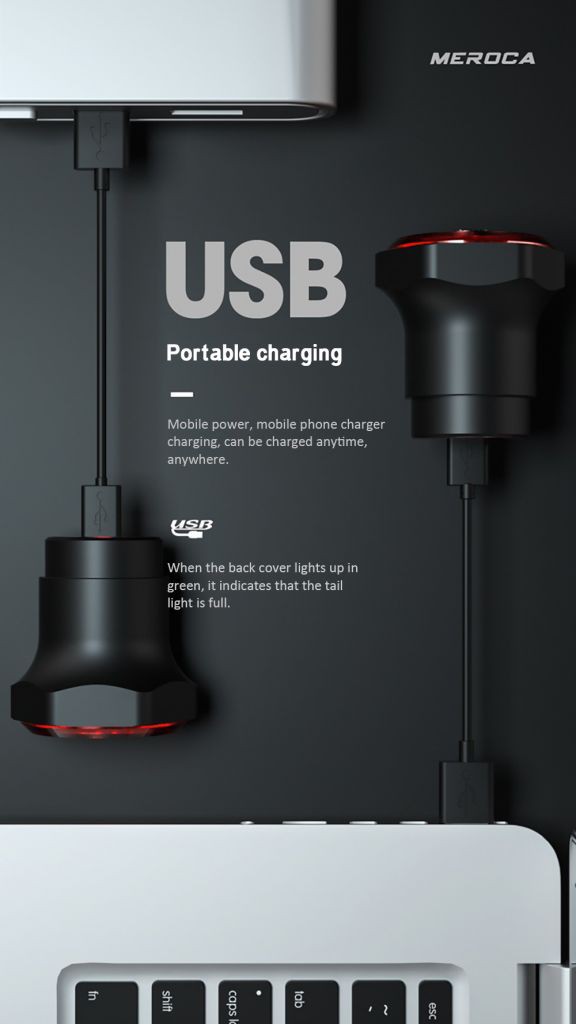 Meroca Lampu Belakang Sepeda Gunung Usb Rechargeable Untuk Berkendara Malam Hari